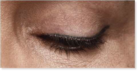 closeup of closed eyelid